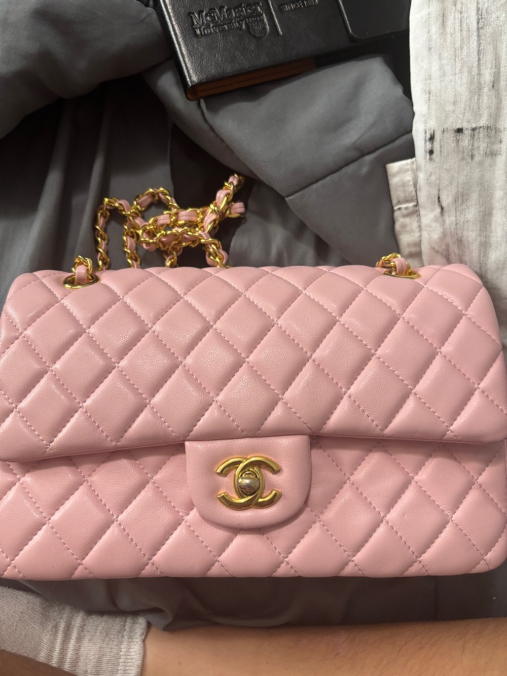 CHANEL Pink Quilted Shoulder Bag with Gold Hardware